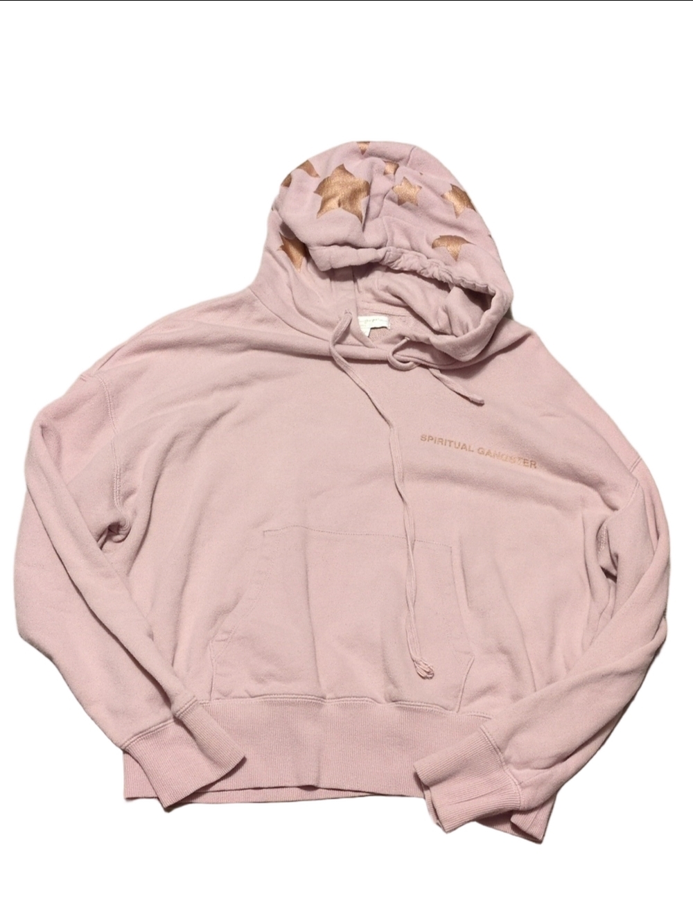 Spiritual Gangster Mauve Pink With Stars On Hood Hoodie Size XS